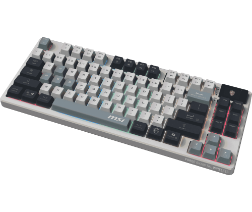 MSI FORGE GK600 TKL WIRELESS blanc bleu gaming gamer sans fils mécanique switch red